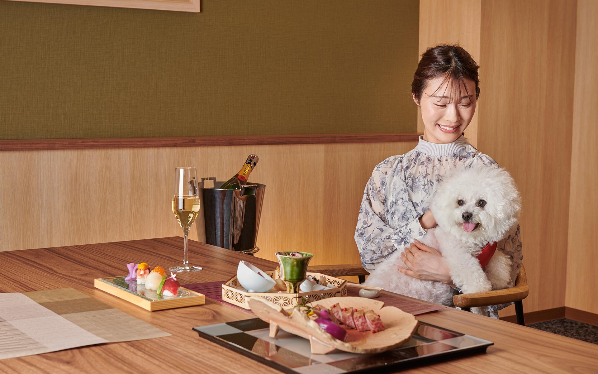個室食事処もペットと一緒