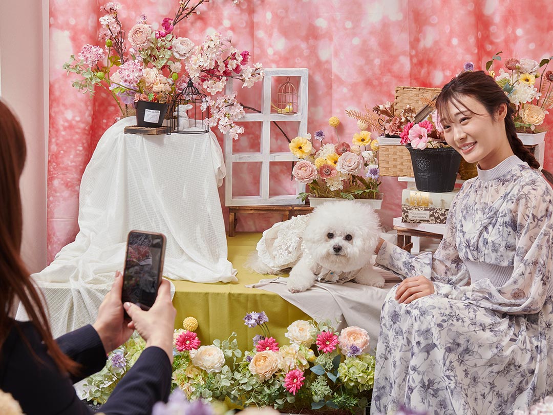 フォトスタジオでペットと撮影